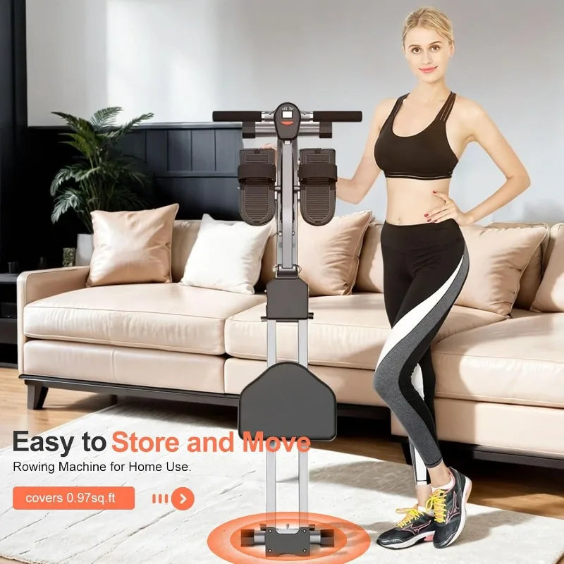 Home Folding Hydraulic Rowing Machine with 12 Levels of Adjustable Resistance