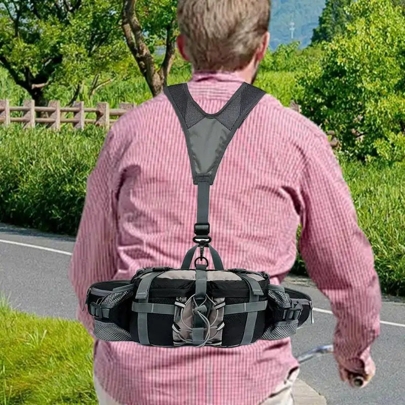 Hiking Waist Bag With 2 Water Bottle Holders Outdoor Waist Pack Waterproof Cycling Backpack Adjustable Strap Sport Storage Bag