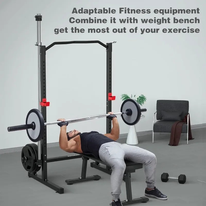 Height Adjustable Power Cage Squat Rack Home Gym Multi-Function Strength Trainer
