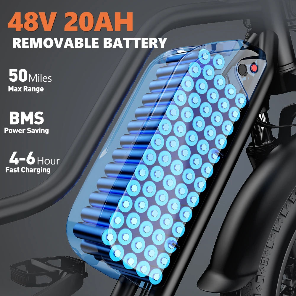 Kickwey 1500W Peak Electric Mountain Bike 48V 20Ah Battery