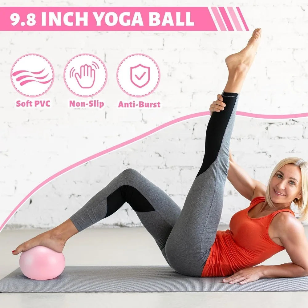 18 Women's Fitness Accessories Set with Pilates Balls Stretching Straps and Rings