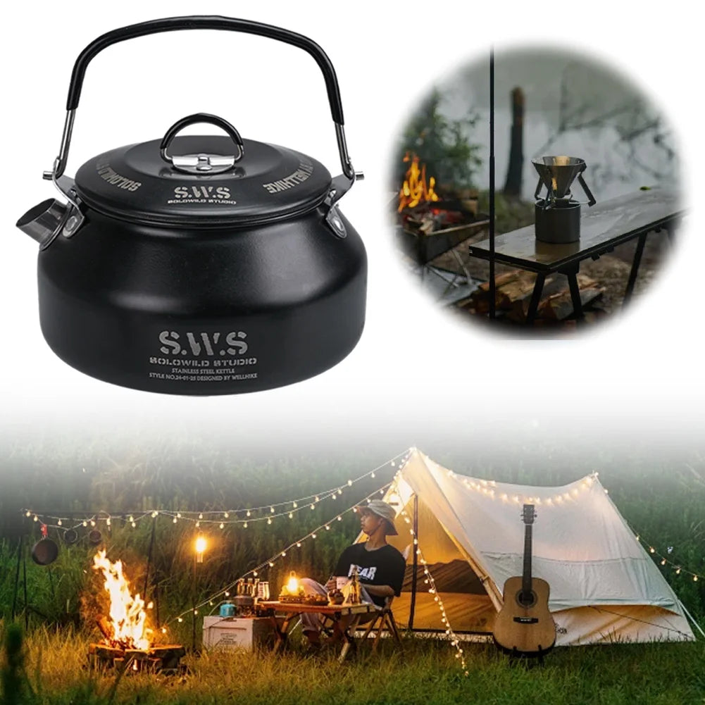 Can Hold Stainless Steel Hiking Kettle For Outdoors