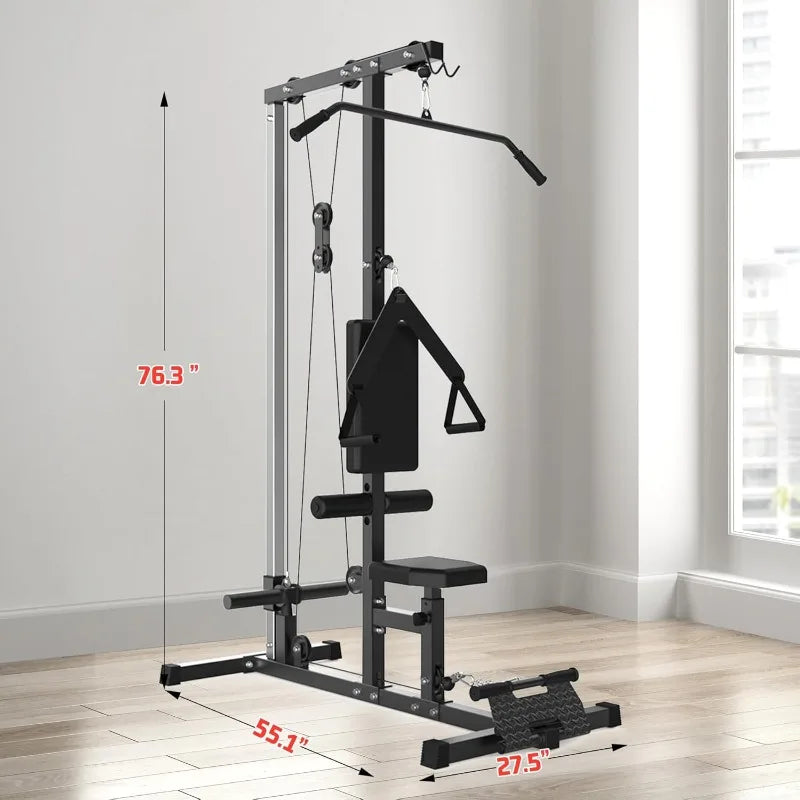 Multi-Functional LAT Pulldown Machine with High Low Pulley for Home Gym