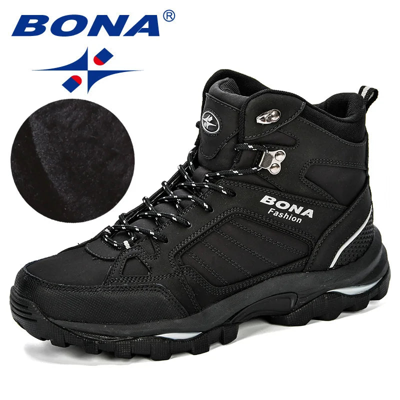 BONA 2023 Winter High Top Suede Boots for Men with Plush Lining and Anti-Slip