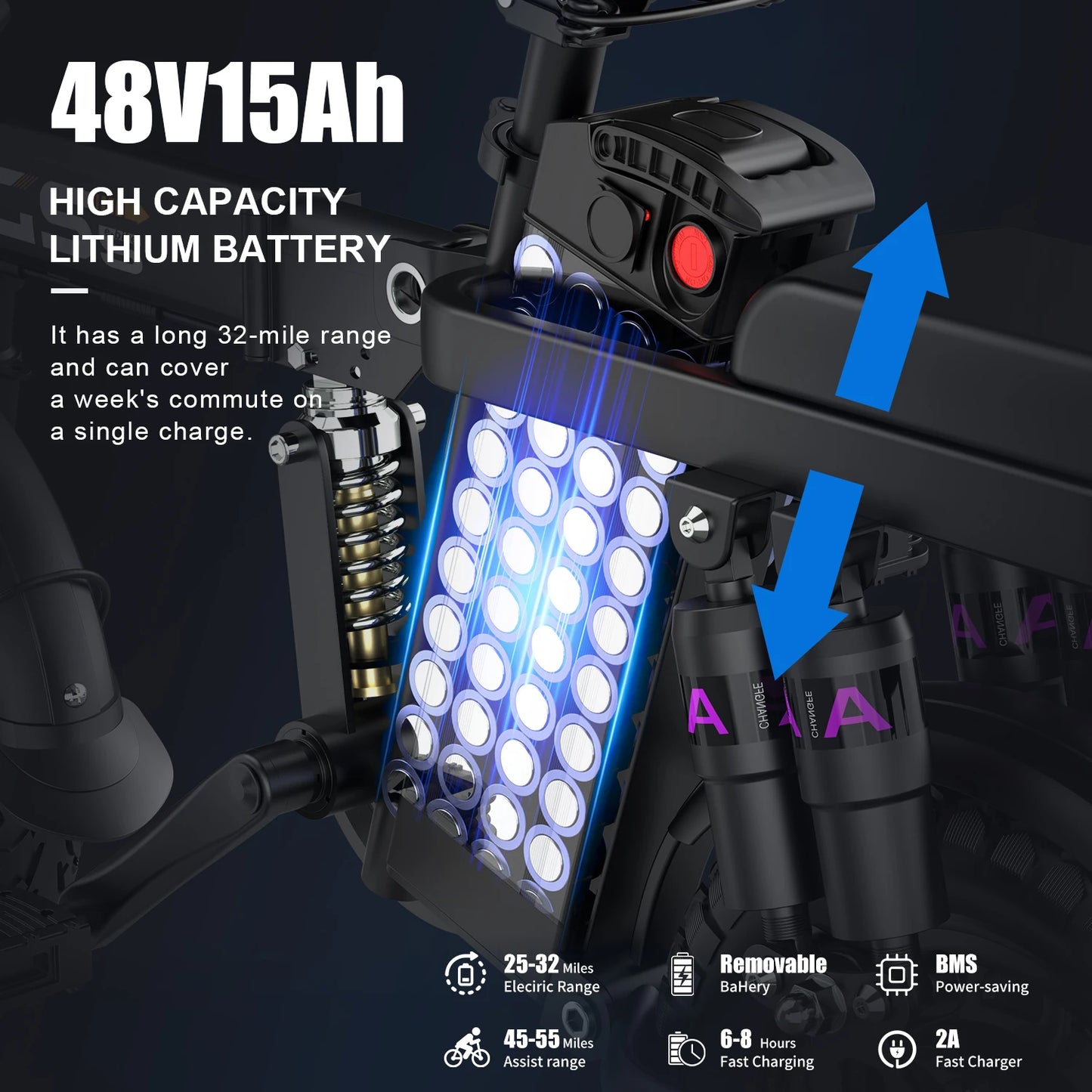 700W Folding Electric Bike 32 Mile Range 20 MPH Portable