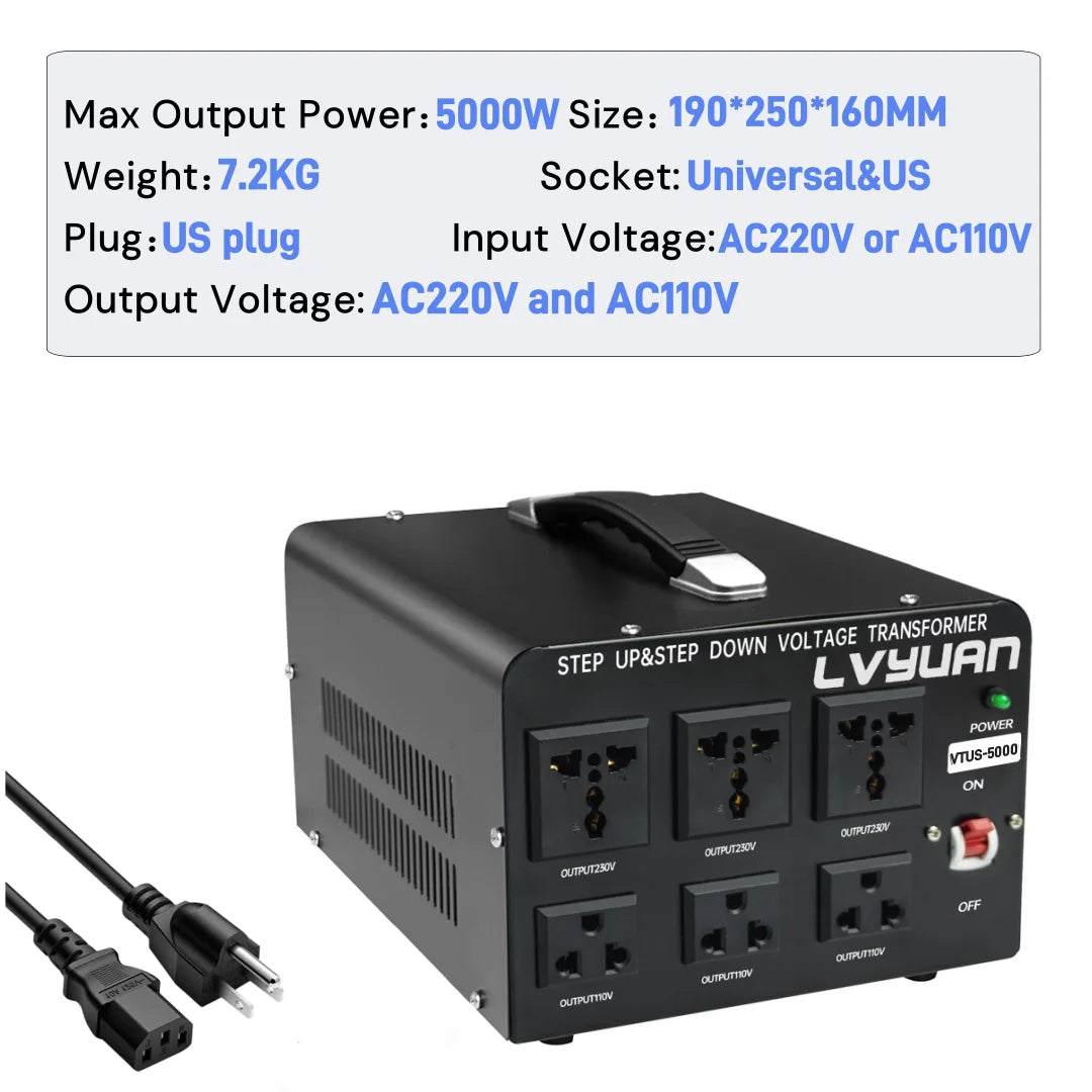 Foval 5000W 110V To 220V Voltage Transformer Converter