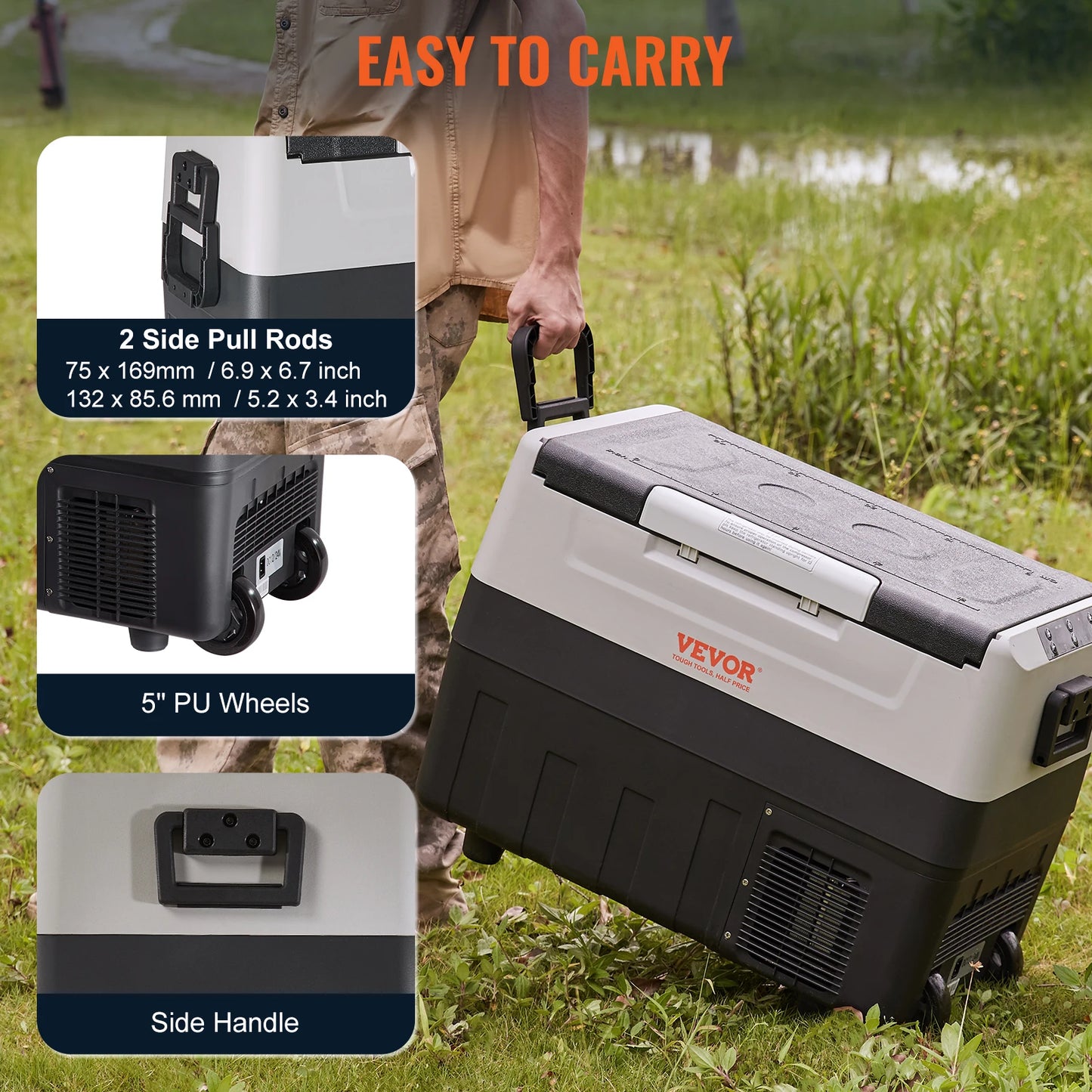 VEVOR Portable Foldable Car Refrigerator with Wheels for Camping and Travel