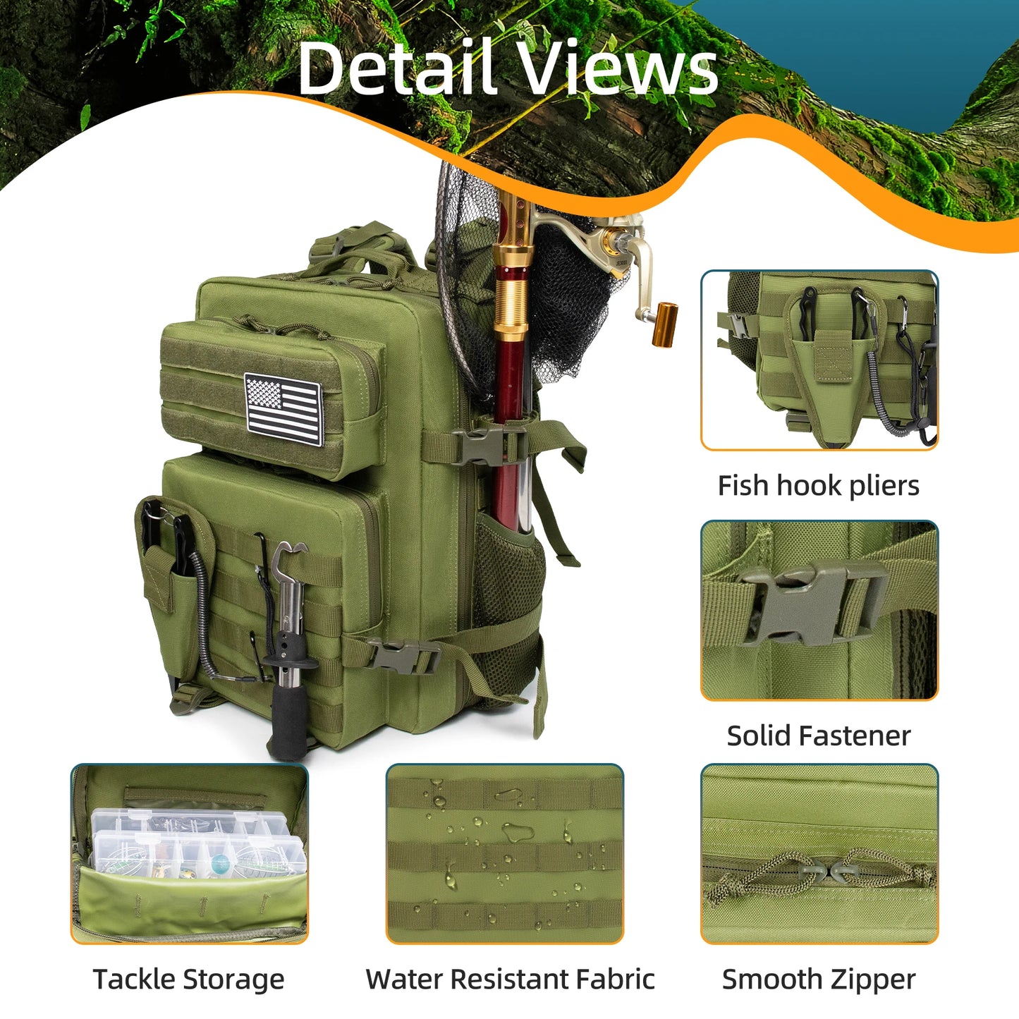 Hign-Concerned Tactical Waterproof Fishing Hunting Backpack