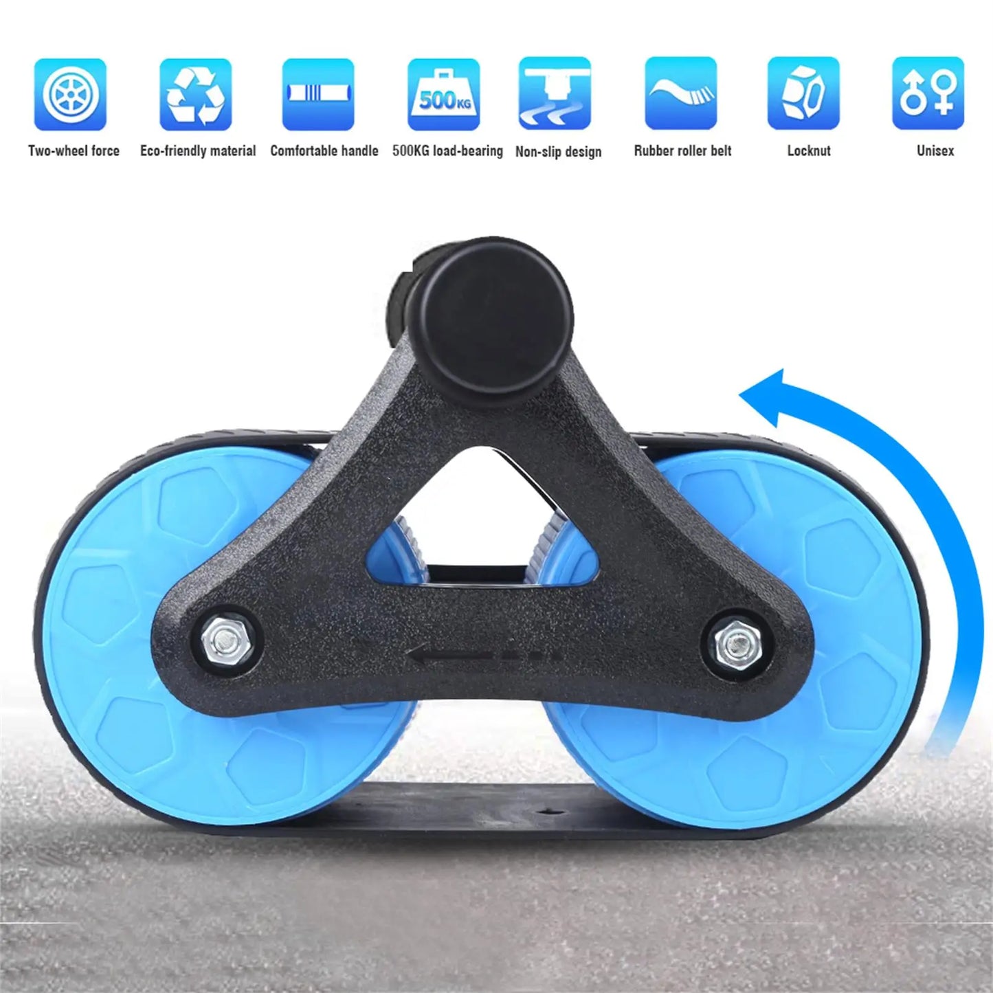 Springback Wheels Roller Domestic Abdominal Exerciser Push‑up Training Mute Fitness Equipment Blue