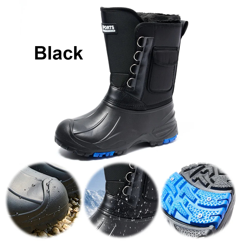 Men's Waterproof Winter Boots with Removable Lining and Non-Slip Sole