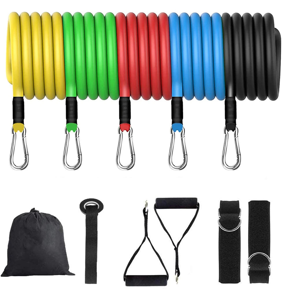 Latex Resistance Pull Bands Set for Pilates Yoga CrossFit Fitness 11 Pieces