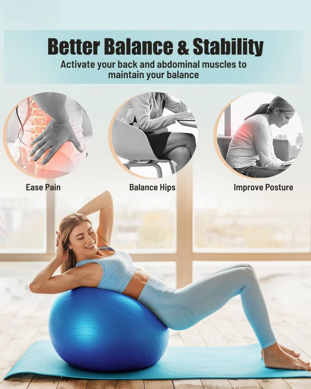 Hignconcerned Yoga Ball Anti Slip Swiss Ball for Stability