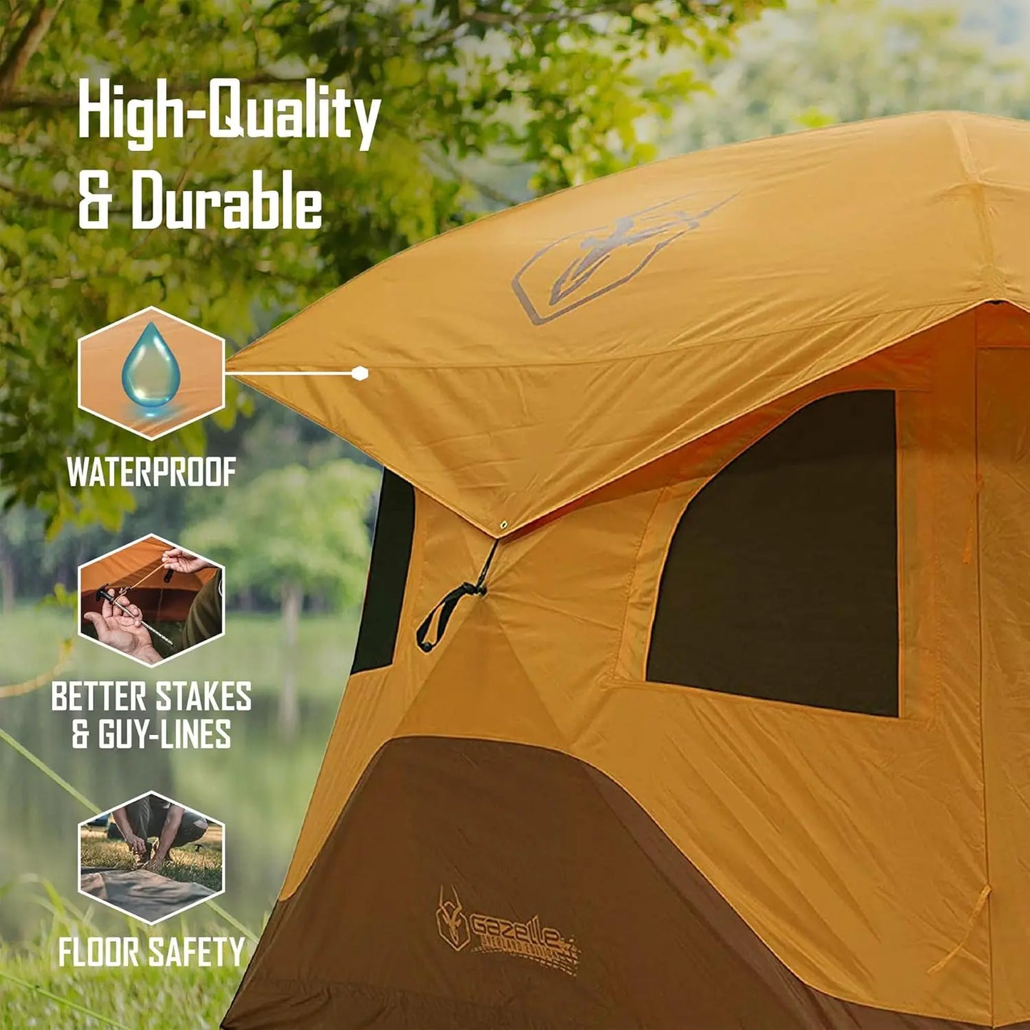 2 Door 4 Person Instant Portable Camping Hub Tent with Removable Floor and Rain Fly