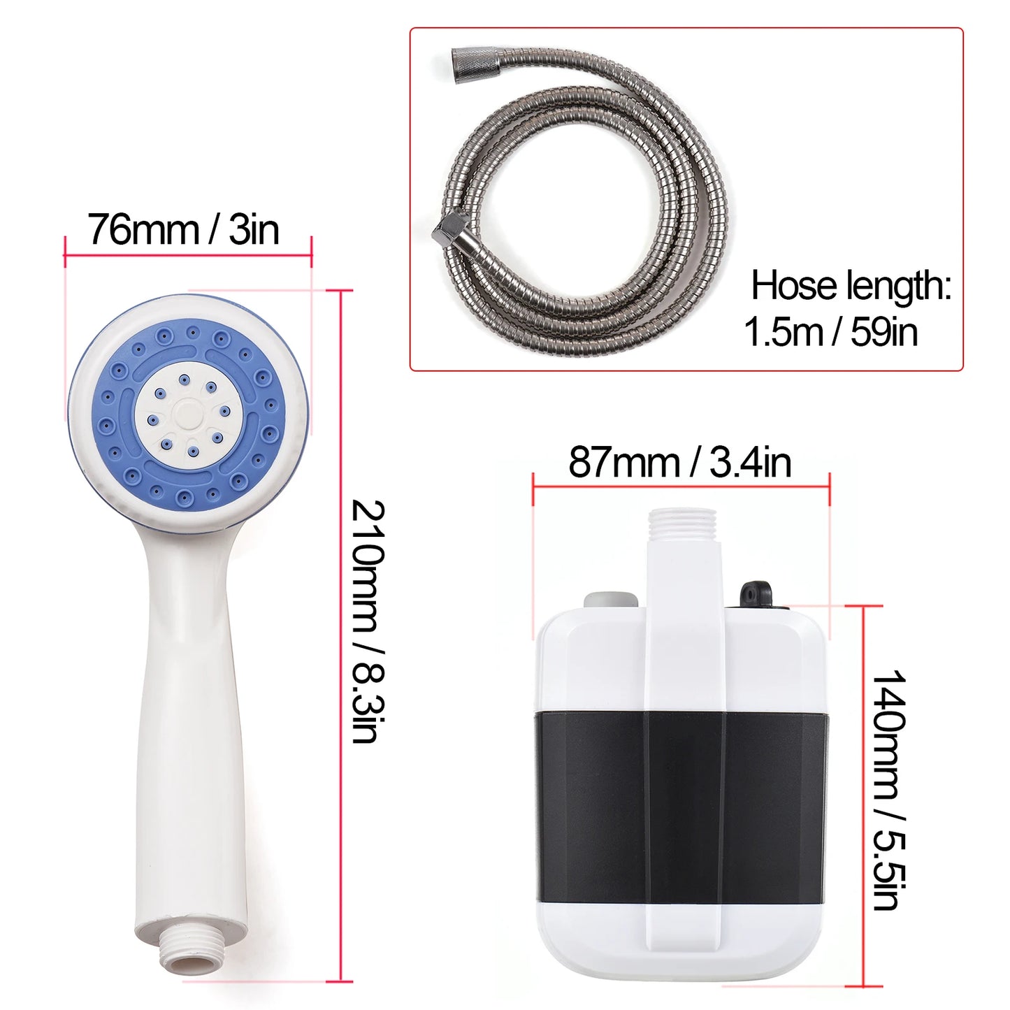 DOACT Portable Camping Shower USB Rechargeable Pump