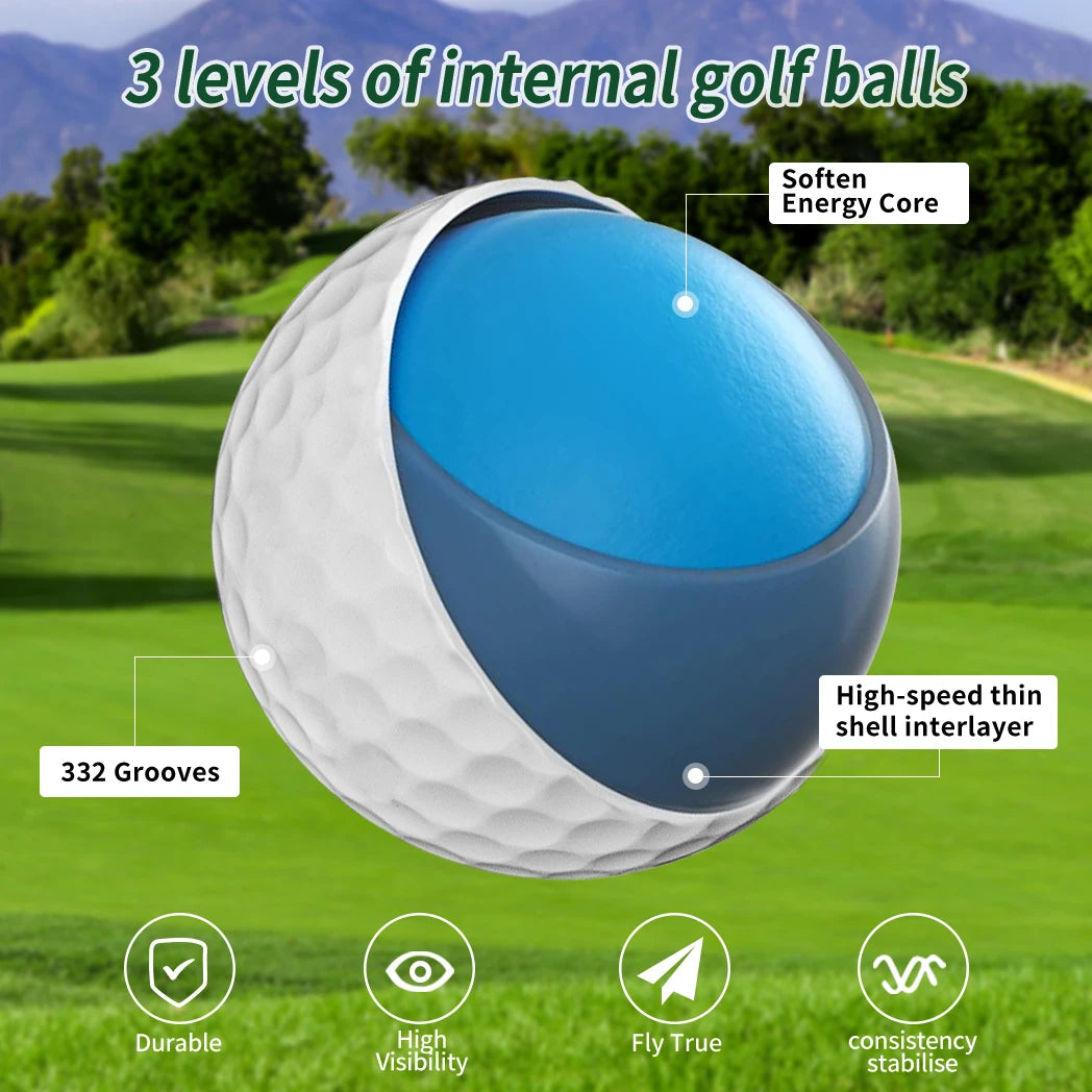 Caiton 100pcs 3 Layer Golf Balls High Performance Long Distance Spin Control