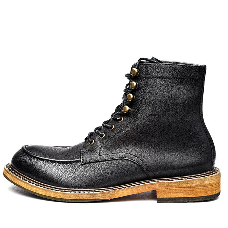 KOWM Men's Waterproof Hiking Shoes Leather Tactical Boots for Desert Camping