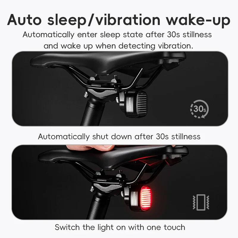 ROCKBROS Bike Rear Light with Sync Brake Sensing 12 Modes