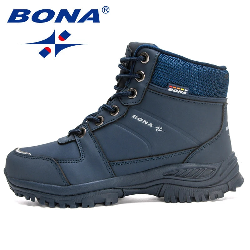 Bona 2023 Women's Winter Snow Boots Nubuck Leather Plush Hiking Sneakers