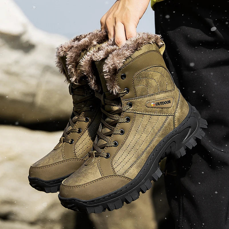 Men's Plush Waterproof Winter Snow Boots with Anti-Slip Comfort and Warmth