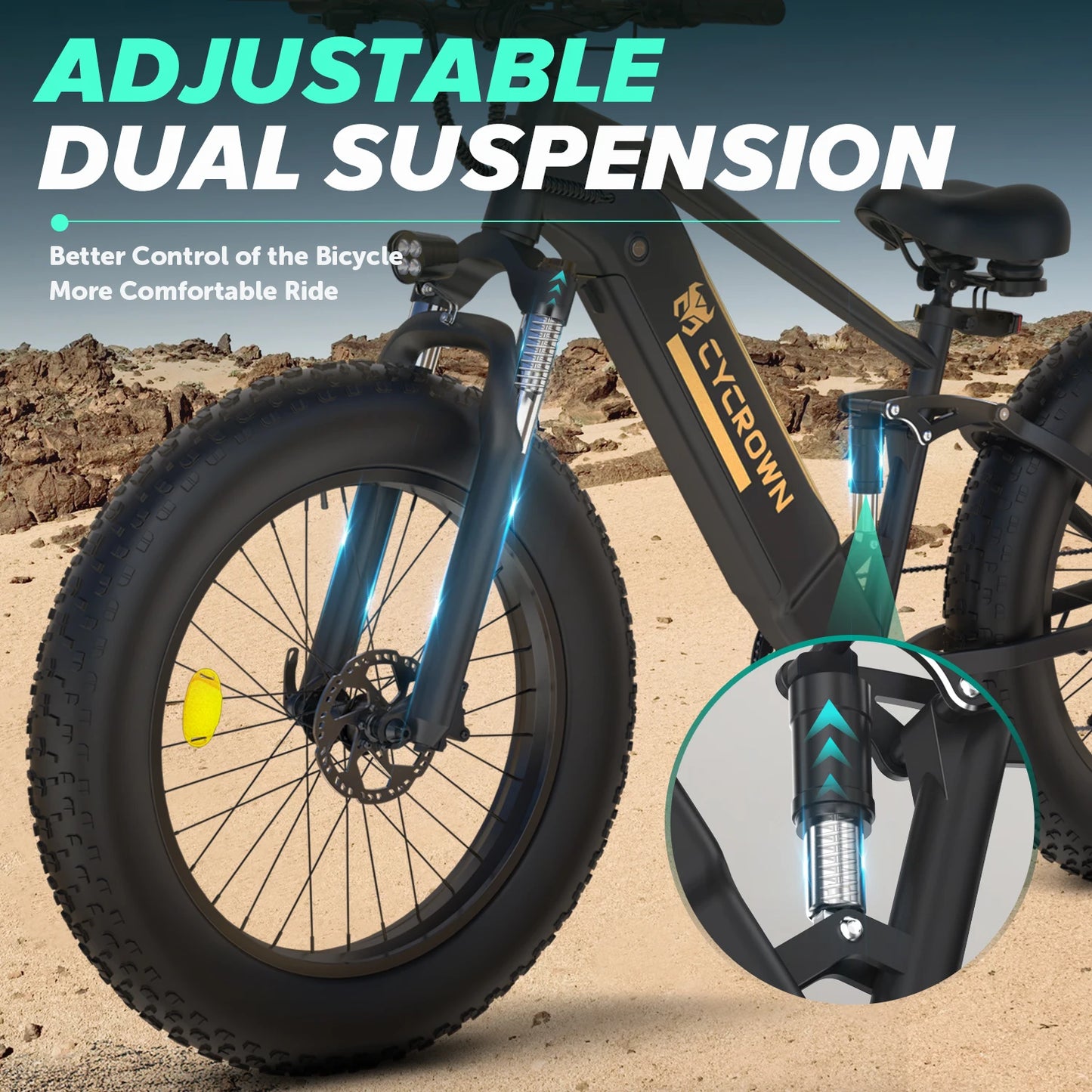 Cycrown Ultra 750W Adult E-Bicycle 48V Dual Battery City E-Mountain Bike