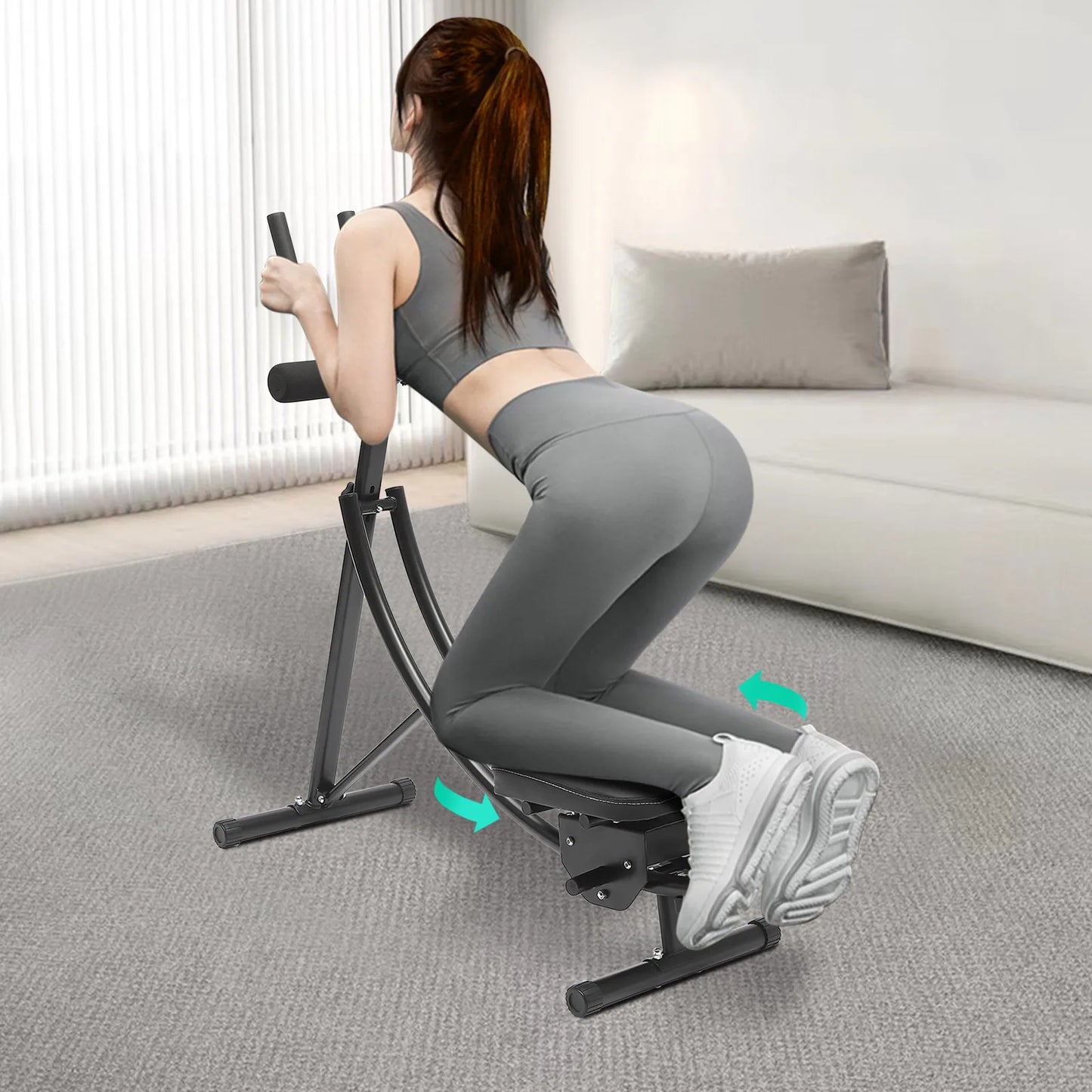 150kg Abdominal Crunch Trainer Foldable Home Gym Fitness Equipment Black