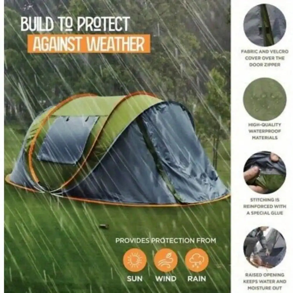 Building 4 Person Easy Pop Up Camping Tent With Two Doors