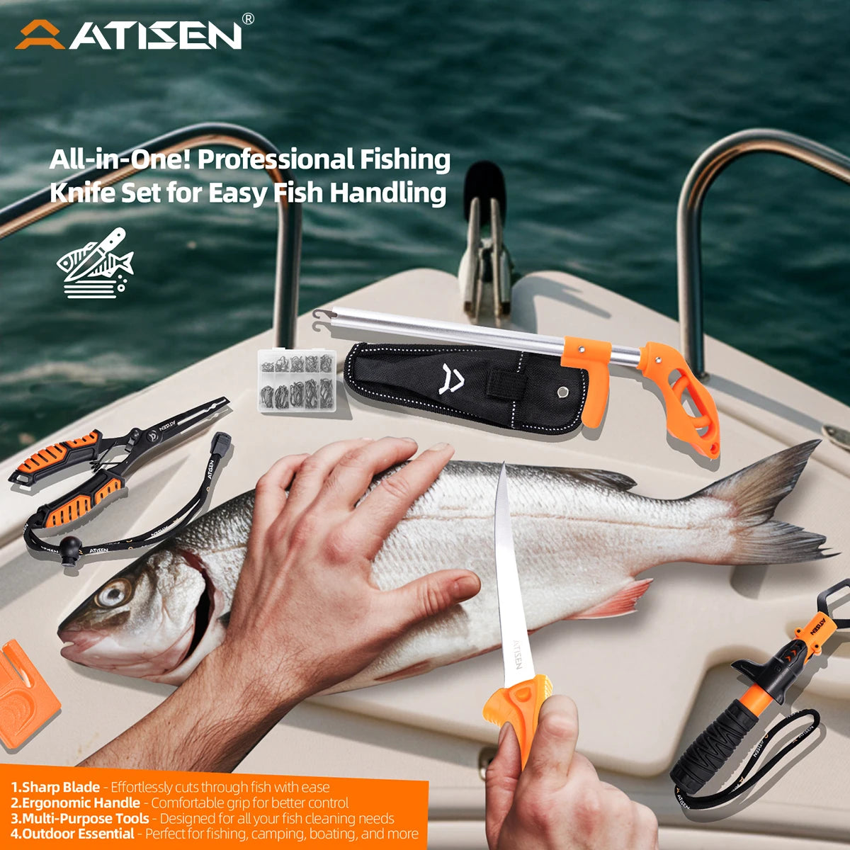 Hign-concerned Stainless Steel Knife Set Fishing Camping