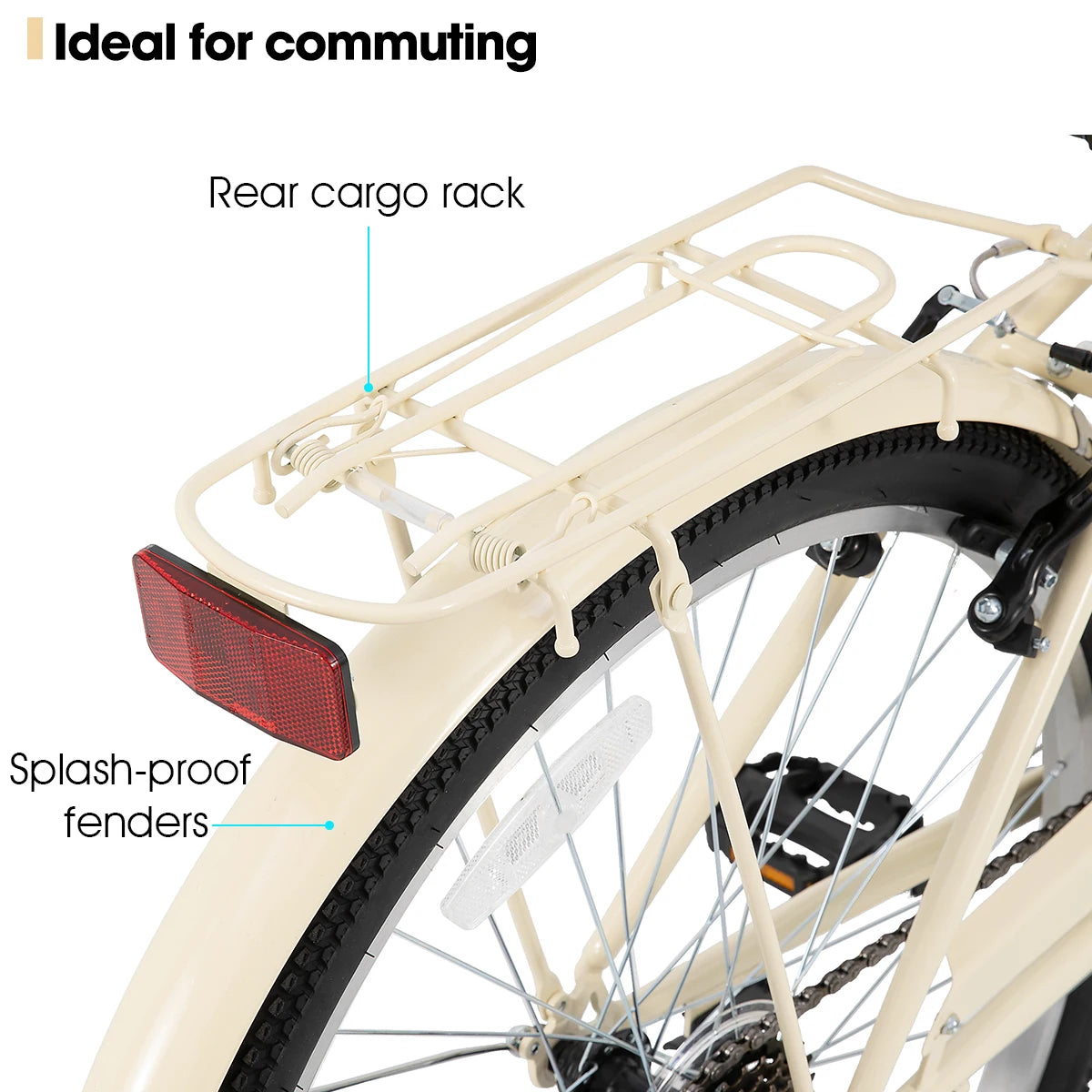 JoyStar Cruiser Bike 7 Speed Unisex With Rear Rack
