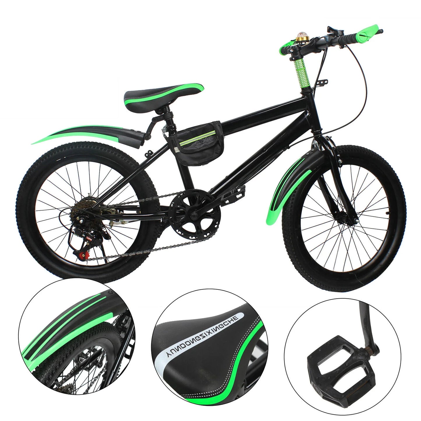 Kids Mountain Bike Adjustable With Storage Bag And Bell