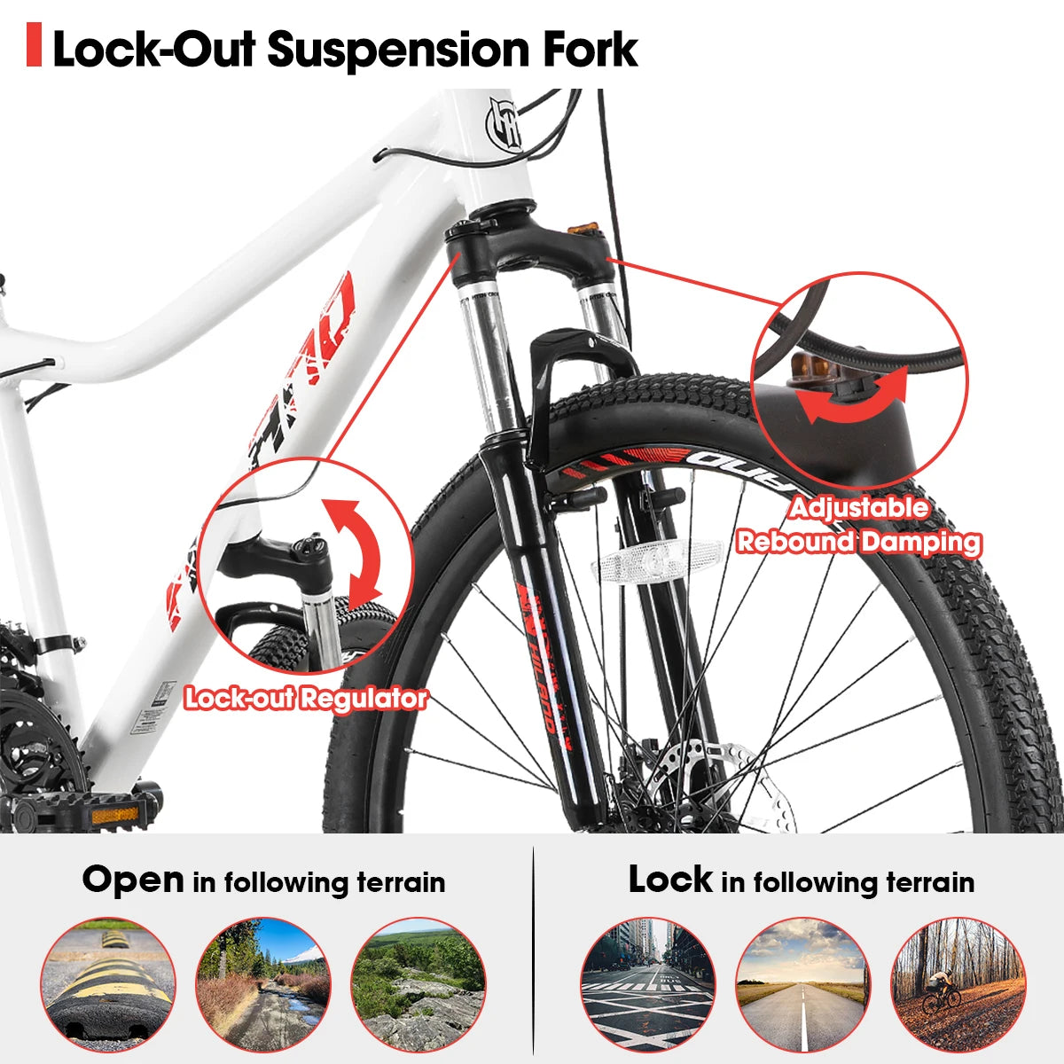 Joystar Mountain Bike for Women with Lock-Out Suspension