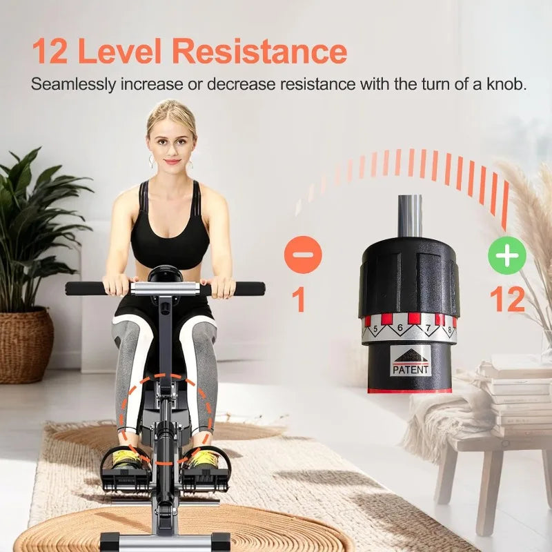 Home Folding Hydraulic Rowing Machine with 12 Levels of Adjustable Resistance