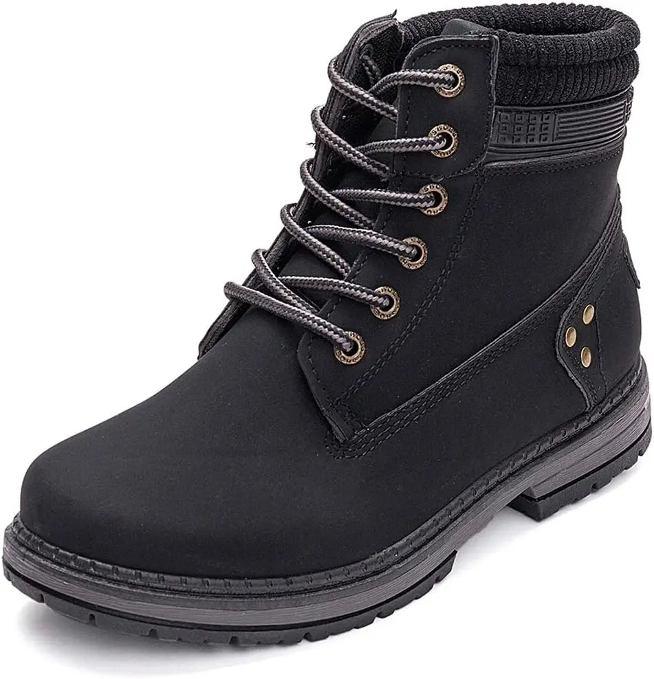 Women's Waterproof Hiking Combat Ankle Boots Lace Up Low Heel Booties
