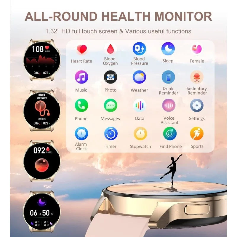 Smart Watch for Women with Call Function and Fitness Tracker Waterproof Design