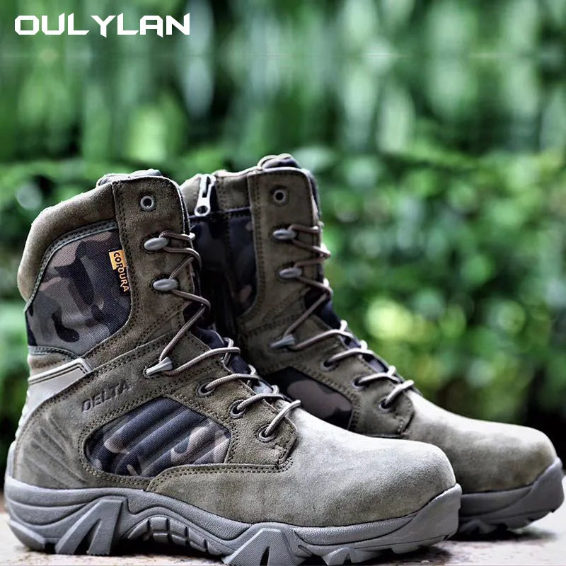 Camouflage Outdoor Men's Safety Boots for Hiking and Combat Training