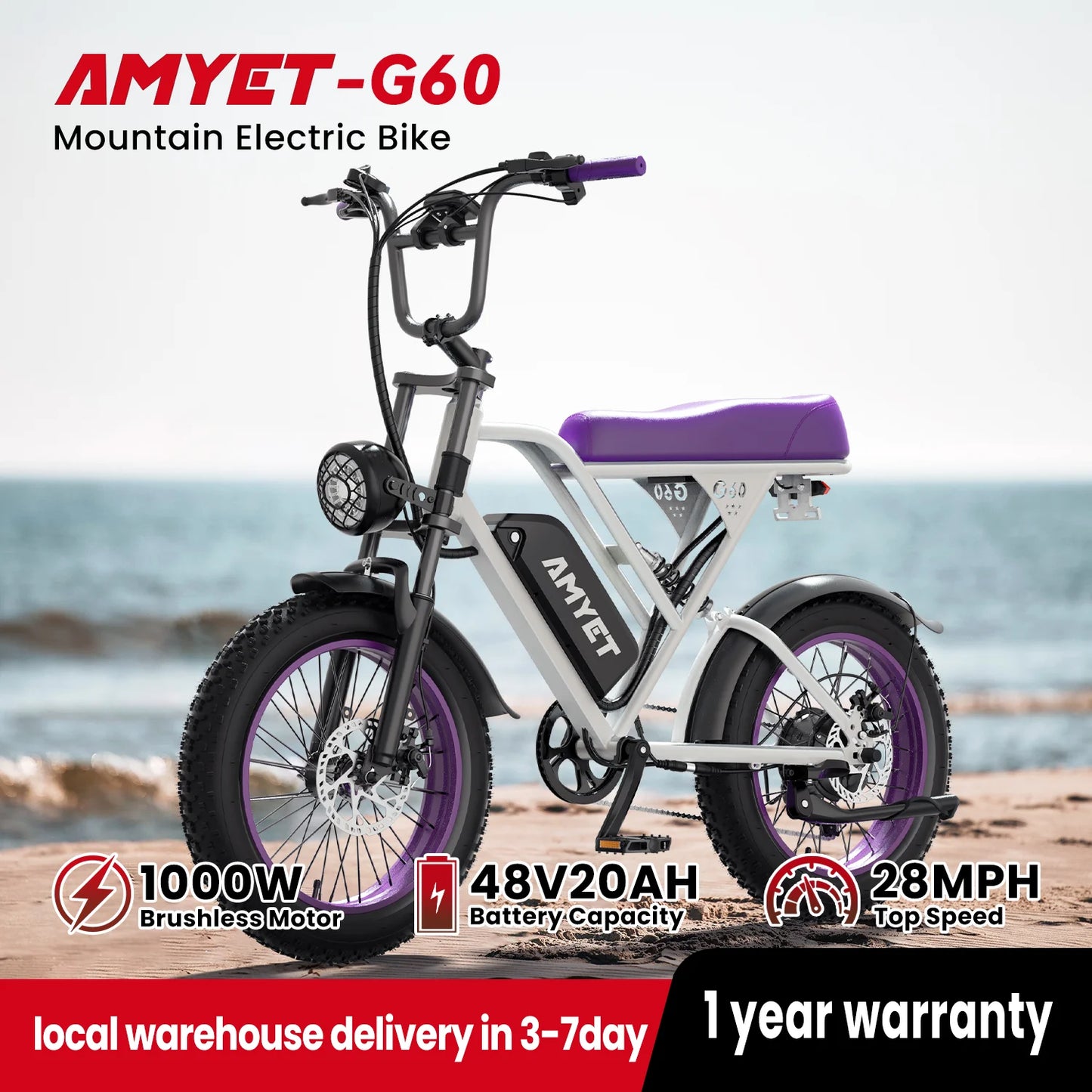 AMYET V9 G60 Adults Electric Bike 1000W Motor 48V Battery
