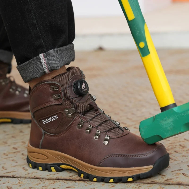 TOP quality Steel Toe Work Boots Men's Anti-Smash Anti-Puncture Safety Shoes Slip-Resistant Hiking Boots for Outdoor