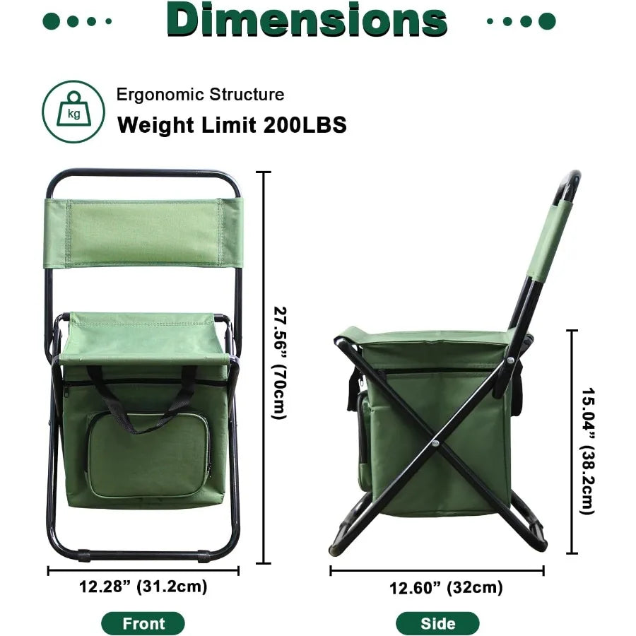 Fold Portable Fishing Chair With Cooler Bag And Backrest