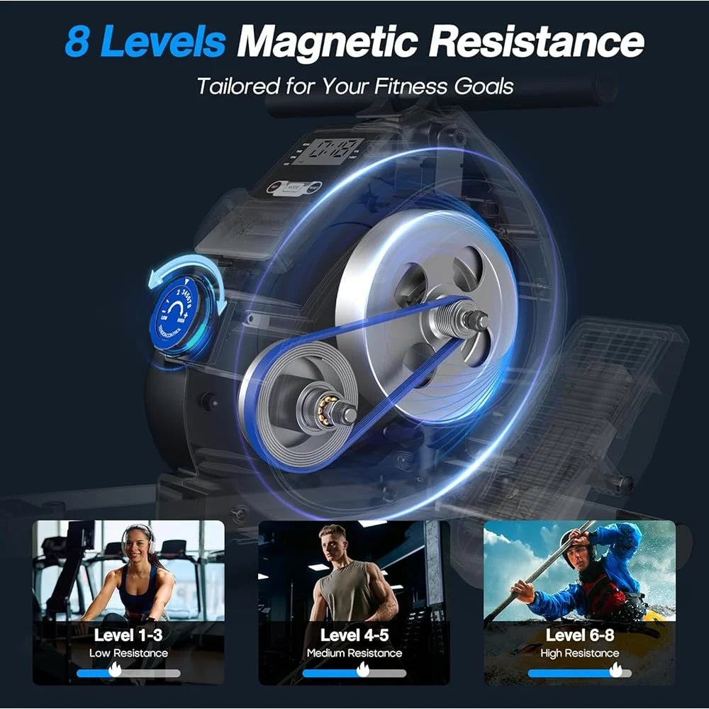 Magnetic Rowing Machine Compact Indoor Rower 300lbs Adjustable Resistance