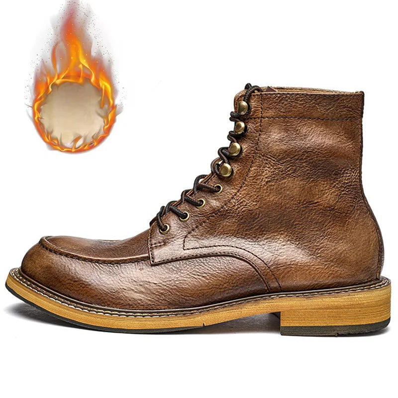 KOWM Men's Waterproof Hiking Shoes Leather Tactical Boots for Desert Camping