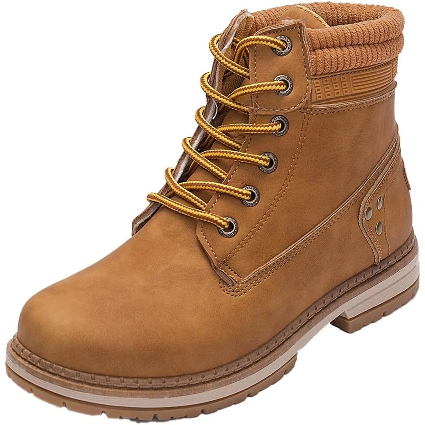 Women's Waterproof Hiking Combat Ankle Boots Lace Up Low Heel Booties
