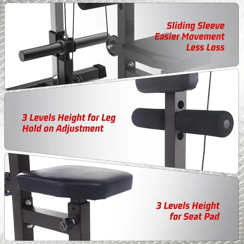 Multi-Functional LAT Pulldown Machine with High Low Pulley for Home Gym