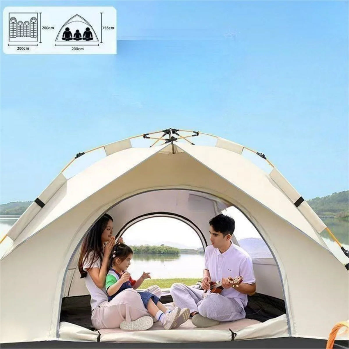 Pakicetus Quick Opening Camping Tent With Two Doors