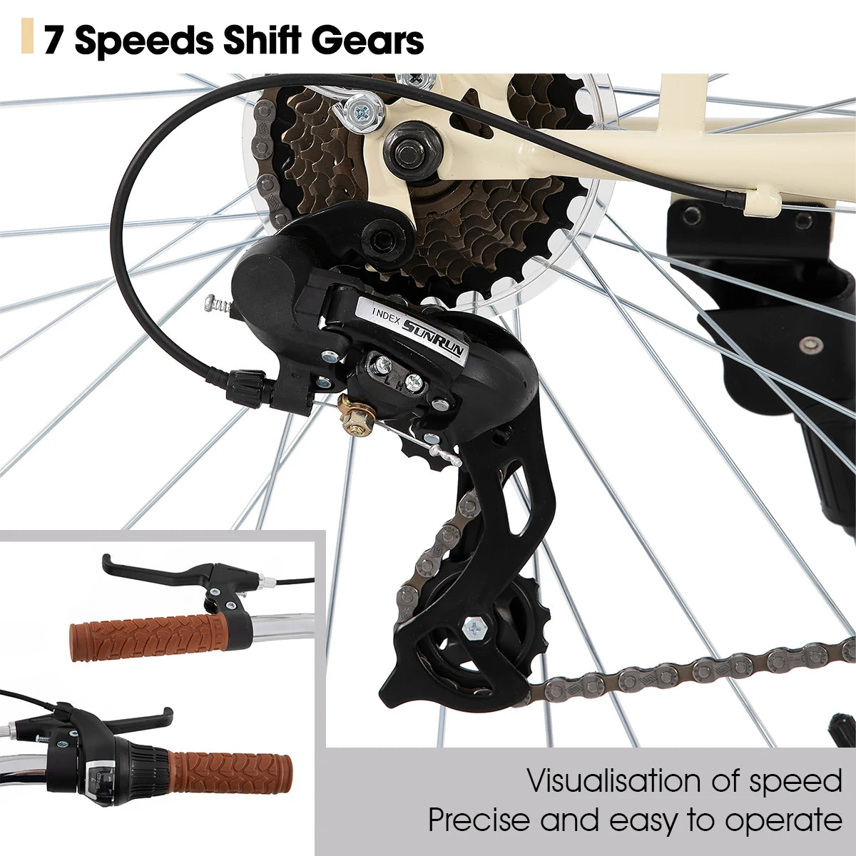 JoyStar Cruiser Bike 7 Speed Unisex With Rear Rack