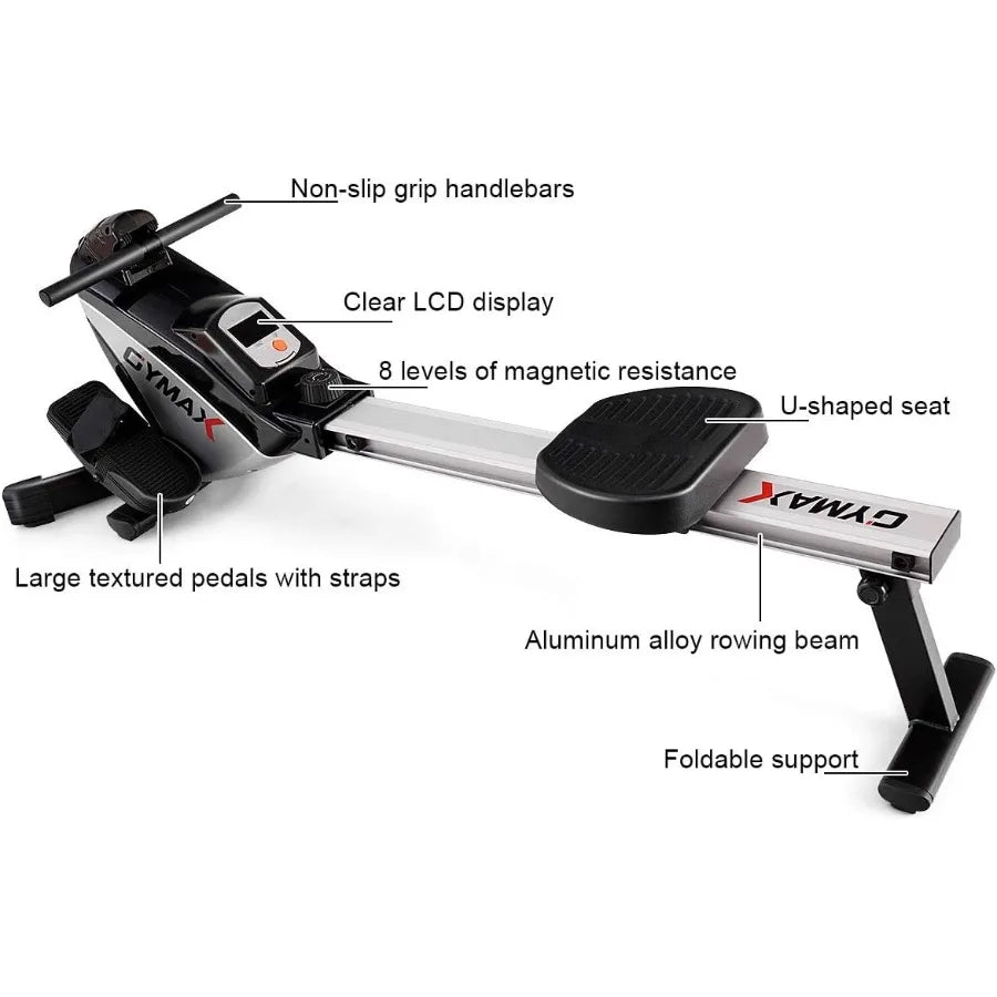 Foldable Magnetic Rower 8Level Folding Rowing Machine LCD