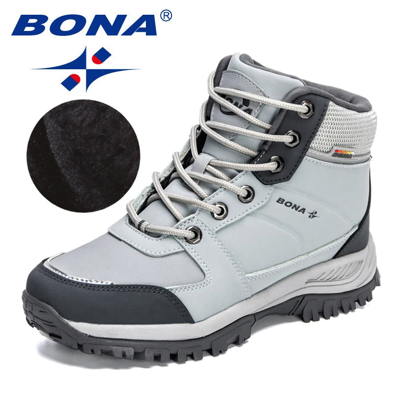 Bona 2023 Women's Winter Snow Boots Nubuck Leather Plush Hiking Sneakers