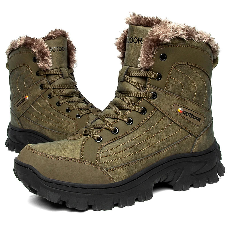 Men's Plush Waterproof Winter Snow Boots with Anti-Slip Comfort and Warmth