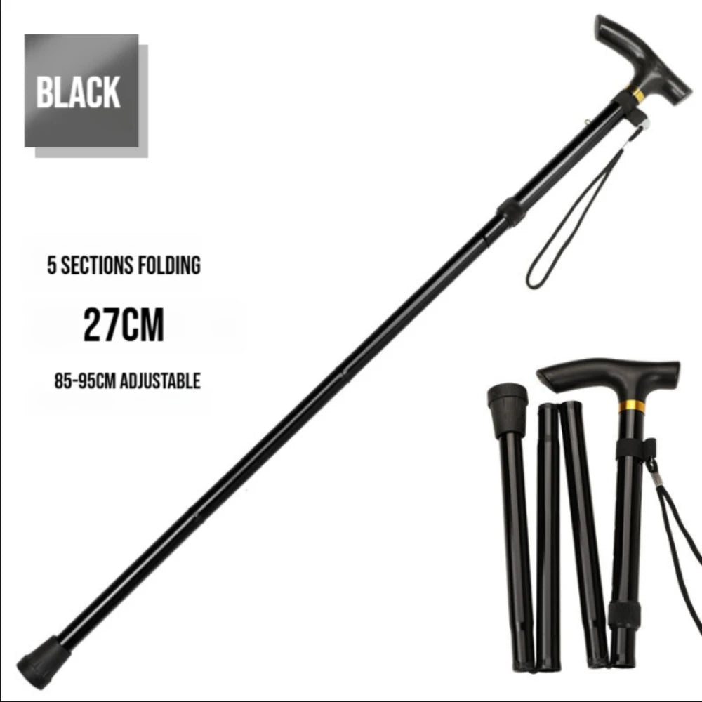 Ultralight Foldable Trekking Pole, 4-Section Adjustable Hiking Stick, Non-Slip Rubber Tip, Compact Durable Outdoor