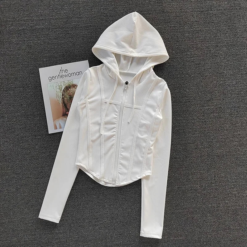 CN Hooded Women Sports Jacket Yoga Coat Quick Dry Fabric