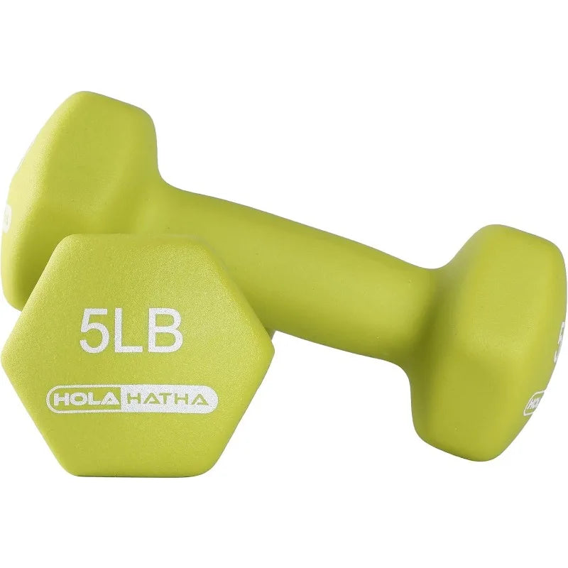 HolaHatha Neoprene Dumbbell Weight Set with Rack for Home Strength Training