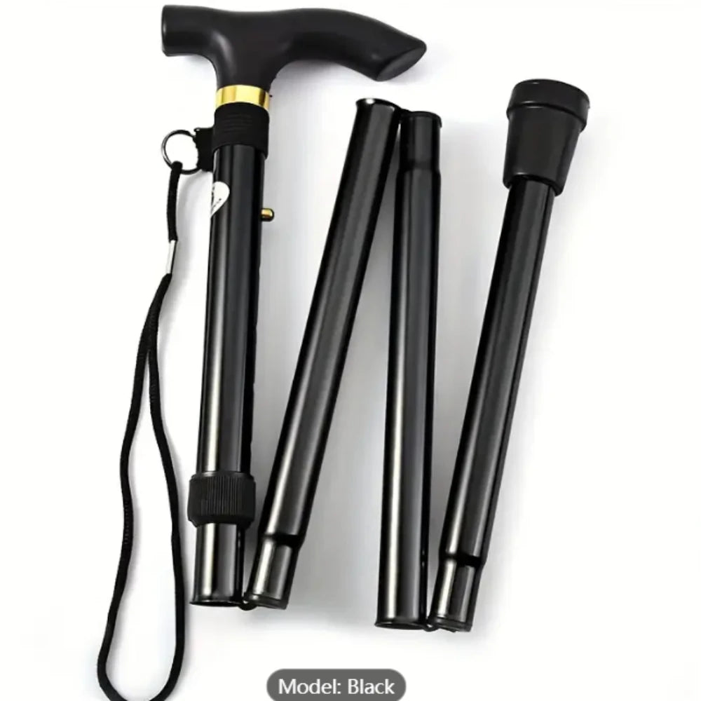 Ultralight Foldable Trekking Pole, 4-Section Adjustable Hiking Stick, Non-Slip Rubber Tip, Compact Durable Outdoor